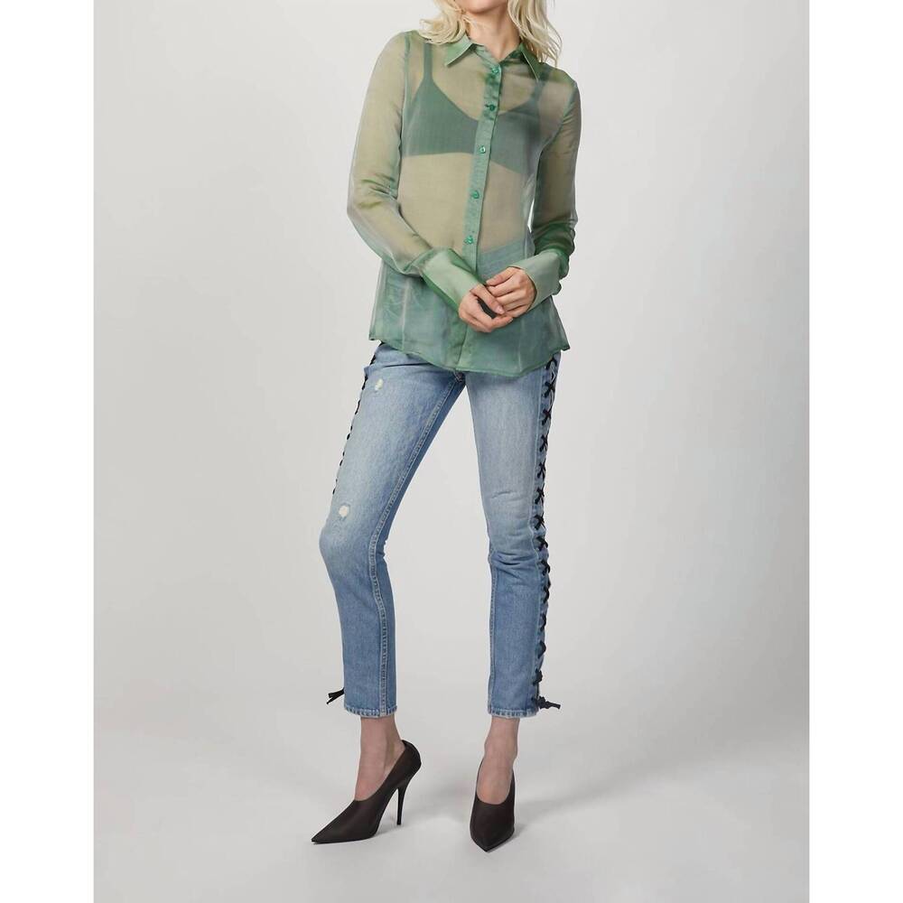 NEW GEORGIA ALICE chiffon slim shirt in green